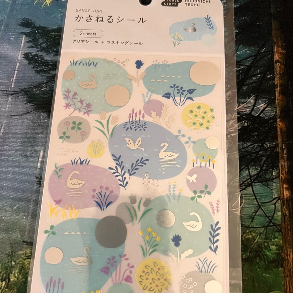 Hobonichi Swan & Floral Sticker Set